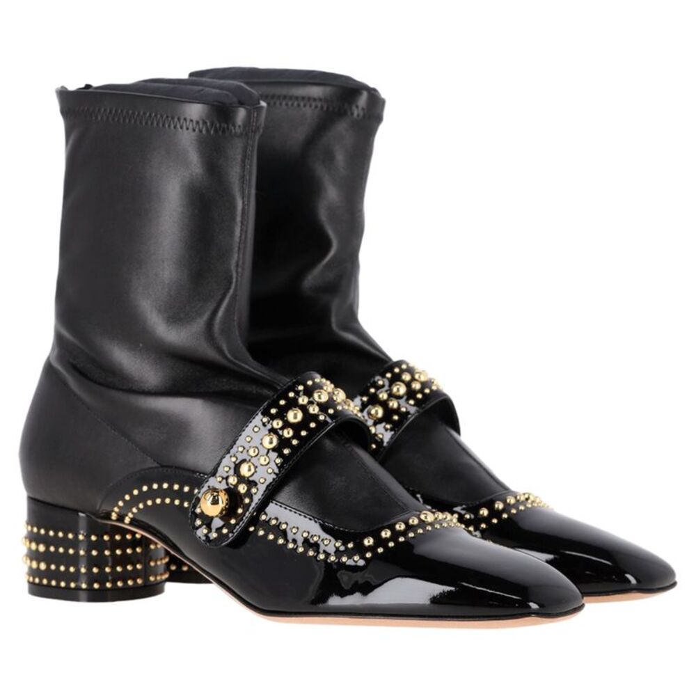 Dior Belle-D Embellished Heeled Ankle Boots in Black Leather - Picture 4 of 12